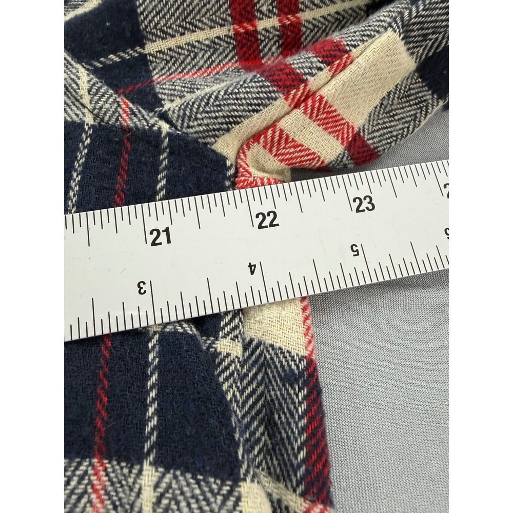 Gray Earth Mens Flannel Shirt XL Plaid Navy Blue Red Herringbone Button Down - Picture 3 of 7